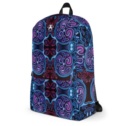 CAVIS Celtic Soul Design Backpack, Alternative Blue and Purple Book Bag - Left