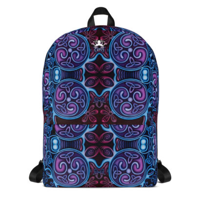 CAVIS Celtic Soul Design Backpack, Alternative Blue and Purple Book Bag - Front