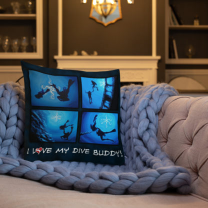 CAVIS Scuba Diver Silhouette Pillow - I Love My Dive Buddy - 2a