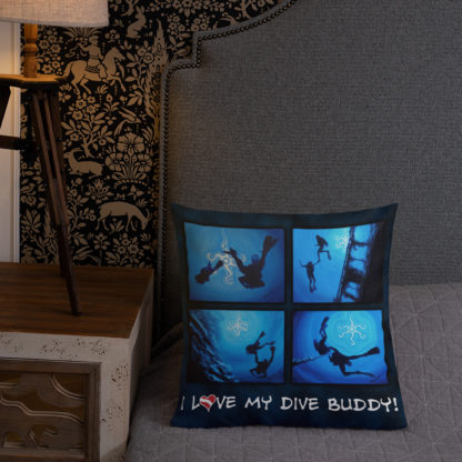 CAVIS Scuba Diver Silhouette Pillow - I Love My Dive Buddy - 3a
