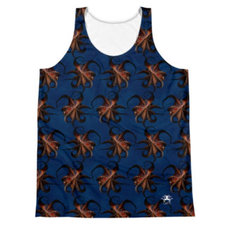 CAVIS Flying Octopus Tank Top - Dark Blue Sleeveless Shirt - Front