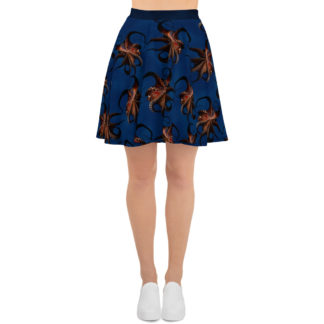 CAVIS Flying Octopus Flare Skirt – Dark Blue Skate Skirt – Front