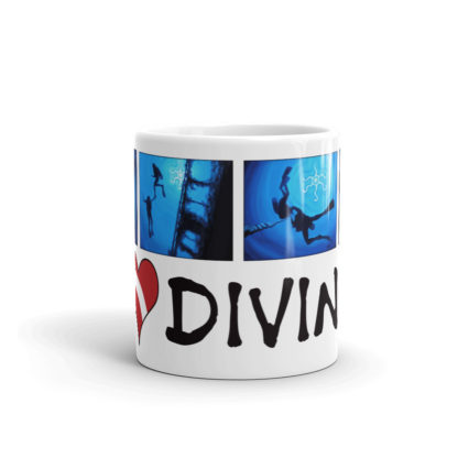 CAVIS Scuba Dive Silhouette Mug - I Love Diving - 11 oz. - Center