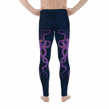 CAVIS Purple Octopus Men's Leggings - Dark Blue Scuba Dive Skin - Back