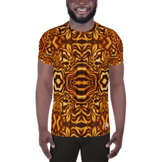 CAVIS Wonderpus Men’s Tech Athletic Shirt – Yellow Orange – Front