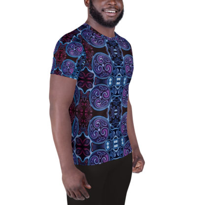 CAVIS Celtic Soul Men's Tech Athletic Shirt - Purple Blue Pattern - Right