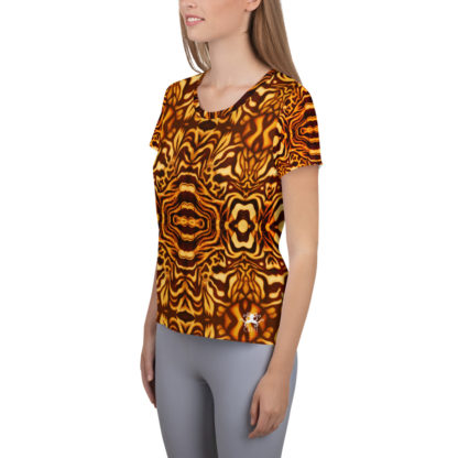 CAVIS Wonderpus Women's Tech Athletic Shirt - Yellow Orange Octopus Pattern - Left