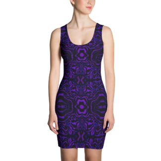 CAVIS Wonderpus Women’s Fitted Dress – Purple Octopus Pattern Sexy Dress – Front