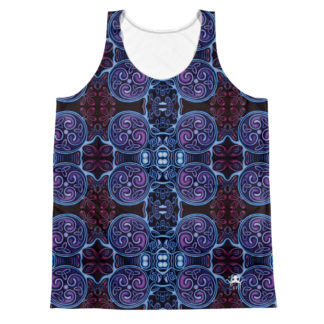 CAVIS Celtic Soul Tank Top – Purple Blue Pattern Sleeveless Shirt – Front