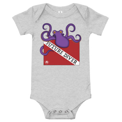 CAVIS Dive Flag Octopus Infant Onesie - Future Diver Baby Shirt - Light Heather Gray