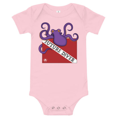 CAVIS Dive Flag Octopus Infant Onesie - Future Diver Baby Shirt - Pink