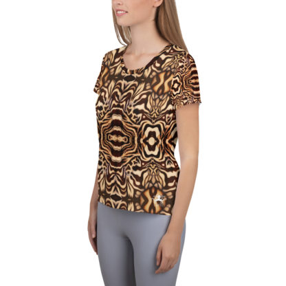 CAVIS Wonderpus Women's Tech Athletic Shirt - Natural Octopus Pattern - Left
