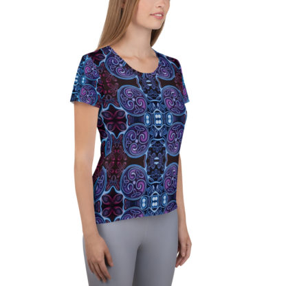 CAVIS Celtic Soul Women's Tech Athletic Shirt - Purple Blue Pattern - Right