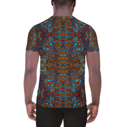CAVIS Wonderpus Men's Tech Athletic Shirt - Orange Blue - Back