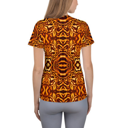 CAVIS Wonderpus Women's Tech Athletic Shirt - Yellow Orange Octopus Pattern - Back
