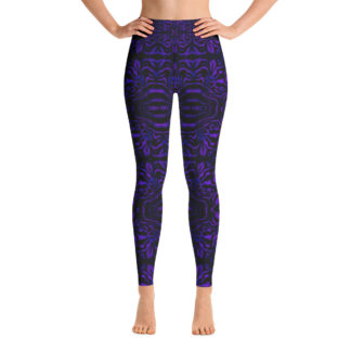 CAVIS Wonderpus Women’s High Waist Leggings – Purple Octopus Pattern – Front