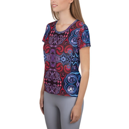 CAVIS Celtic Heart Women's Tech Athletic Shirt - Red Blue Pattern - Left