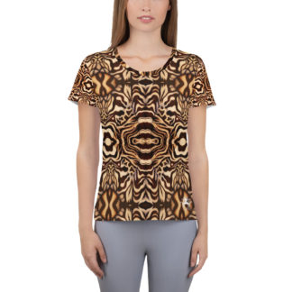 CAVIS Wonderpus Women’s Tech Athletic Shirt – Natural Octopus Pattern – Front