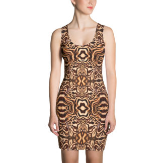 CAVIS Wonderpus Women’s Fitted Dress – Natural Octopus Pattern Sexy Dress – Front