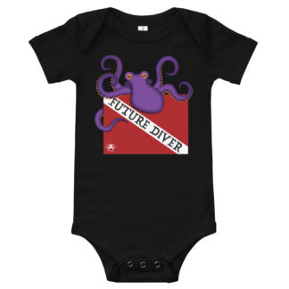 CAVIS Dive Flag Octopus Infant Onesie - Future Diver Baby Shirt - Black