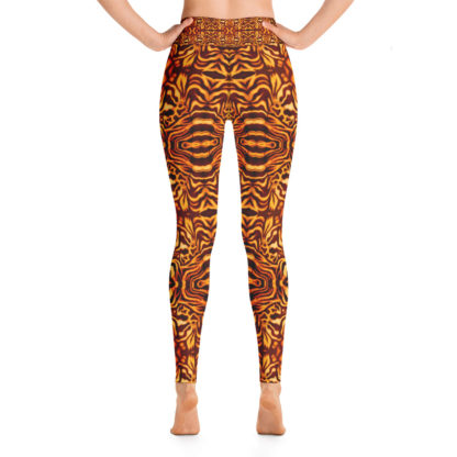 CAVIS Wonderpus Women's High Waist Leggings - Yellow Orange Octopus Pattern - Back