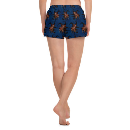 CAVIS Flying Octopus Women's Shorts - Dark Blue Athletic Shorts - Back
