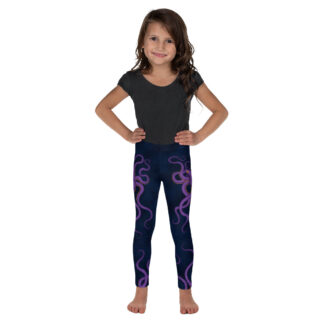 CAVIS Purple Octopus Kid’s Leggings – Dark Blue – Front