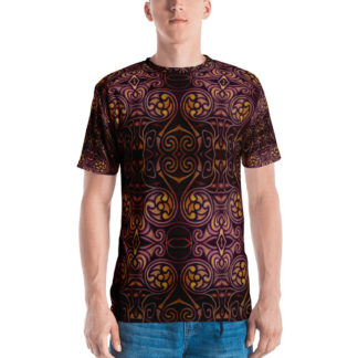 CAVIS Celtic Dragon Men’s Shirt – Burgundy Pattern – Front