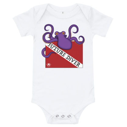 CAVIS Dive Flag Octopus Infant Onesie - Future Diver Baby Shirt - White