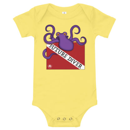 CAVIS Dive Flag Octopus Infant Onesie - Future Diver Baby Shirt - Yellow