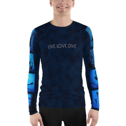 CAVIS Diver Silhouette Men’s Rash Guard - Scuba Dive Skin Swim Shirt - Front