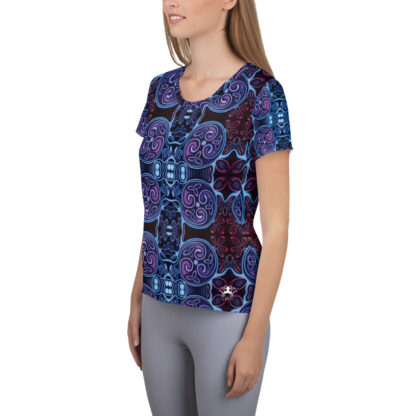 CAVIS Celtic Soul Women's Tech Athletic Shirt - Purple Blue Pattern - Left