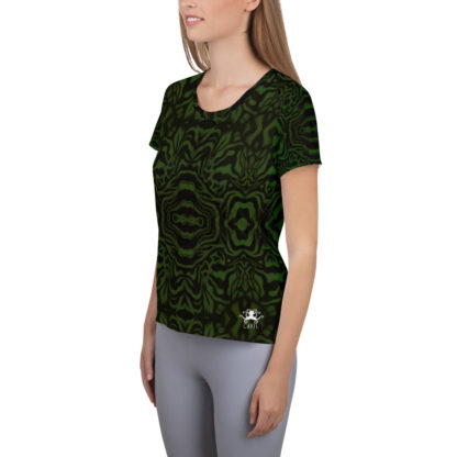 CAVIS Wonderpus Women's Tech Athletic Shirt - Green Octopus Pattern - Left