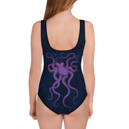 CAVIS Purple Octopus Youth Swimsuit - Dark Blue - Back
