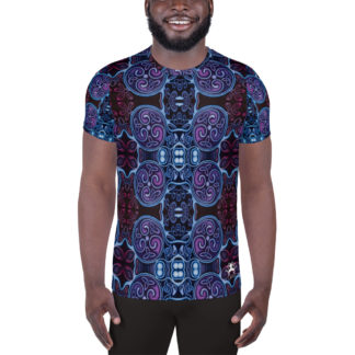 CAVIS Celtic Soul Men’s Tech Athletic Shirt – Purple Blue Pattern – Front
