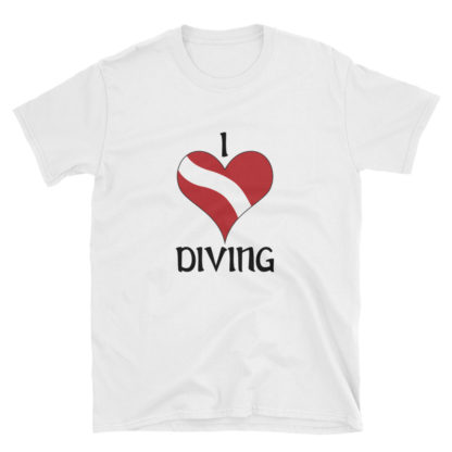 CAVIS Dive Flag Heart T-Shirt - White Scuba Diver Shirt - Front