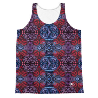 CAVIS Celtic Heart Tank Top – Red Blue Pattern Sleeveless Shirt – Front