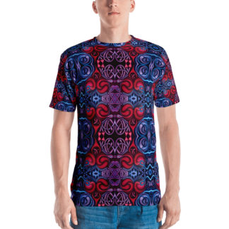 CAVIS Celtic Heart Men’s Shirt – Red Blue Pattern – Front