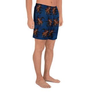 CAVIS Flying Octopus Men's Shorts - Dark Blue Athletic Shorts - Right