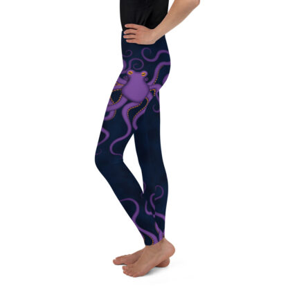 CAVIS Purple Octopus Youth Leggings - Dark Blue - Left
