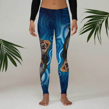 CAVIS Sea Turtle Women's Leggings - Blue Dive Skin - Lifestyle 1 - Front