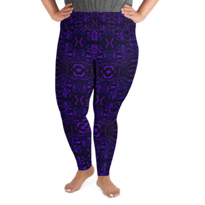 CAVIS Wonderpus Women's High Waist Plus Size Leggings - Purple Scuba Dive Skin - Front