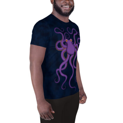 CAVIS Purple Octopus Men's Tech Athletic Shirt - Dark Blue - Right