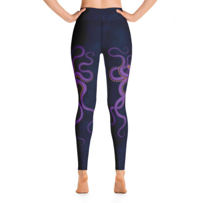 CAVIS Purple Octopus Women's High Waist Leggings - Blue Scuba Dive Skin - Back