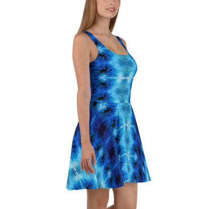 CAVIS Blue Ocean Octopus Flare Dress - Bright Blue Skater Dress - Right