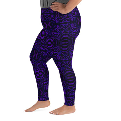 CAVIS Wonderpus Women's High Waist Plus Size Leggings - Purple Scuba Dive Skin - Left