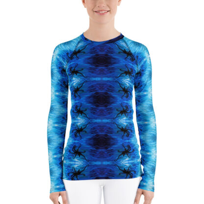 CAVIS Blue Ocean Octopus Pattern Rash Guard - Women's Bright Blue Swim Shirt - Front