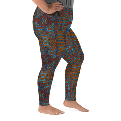 CAVIS Wonderpus Women's High Waist Plus Size Leggings - Orange Blue Scuba Dive Skin - Right