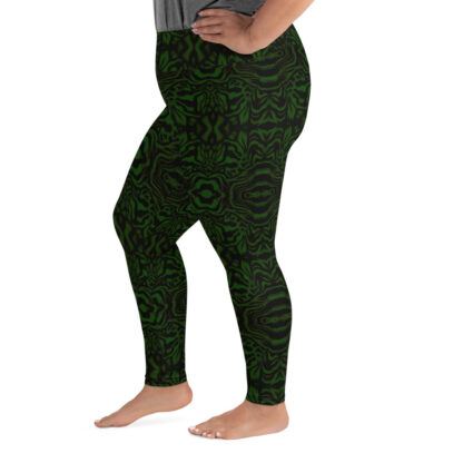 CAVIS Wonderpus Women's High Waist Plus Size Leggings - Green Scuba Dive Skin - Left