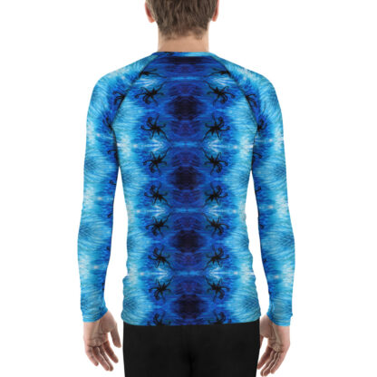 CAVIS Blue Ocean Octopus Pattern Rash Guard - Men's Bright Blue Swim Shirt - Back